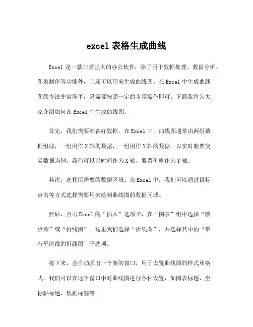 excel表格生成曲线