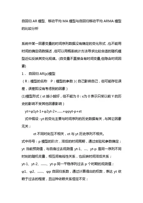 自回归AR模型、移动平均MA模型与自回归移动平均ARMA模型的比较分析