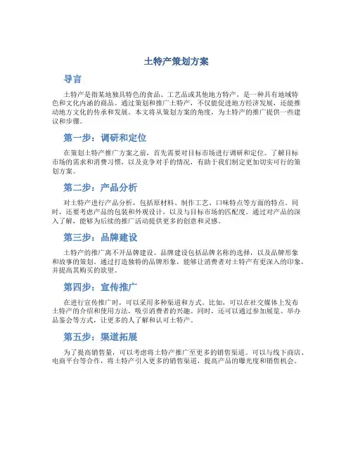 土特产策划方案