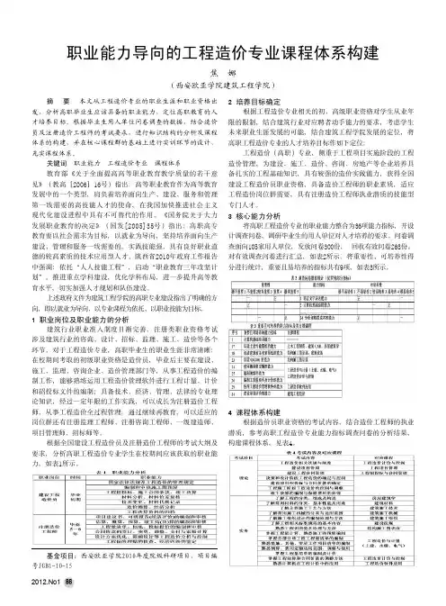 职业能力导向的工程造价专业课程体系构建