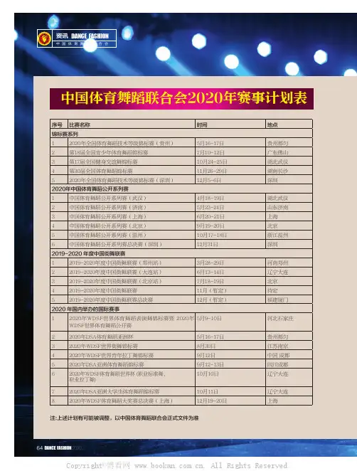 中国体育舞蹈联合会2020年赛