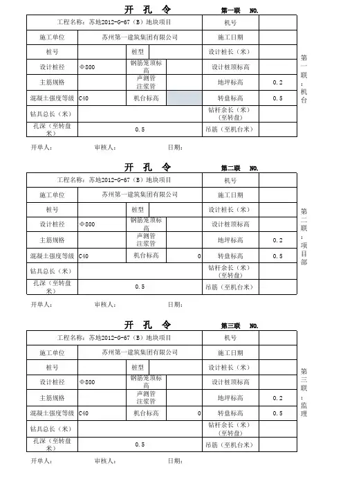 灌注桩开孔令