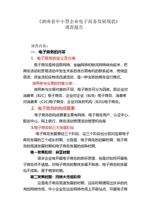 【VIP专享】湖南省中小型企业电子商务发展现状