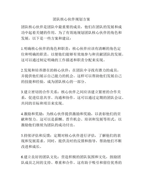 团队核心伙伴规划方案