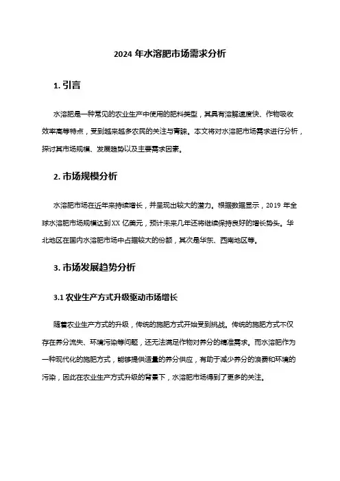 2024年水溶肥市场需求分析