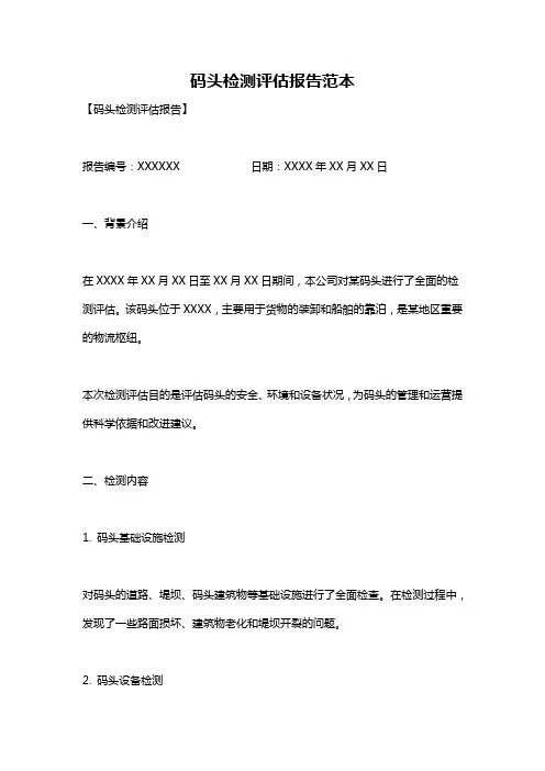 码头检测评估报告范本