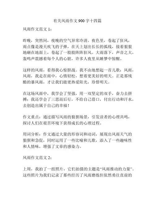 有关风雨作文900字十四篇