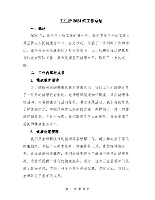 卫生所2024终工作总结