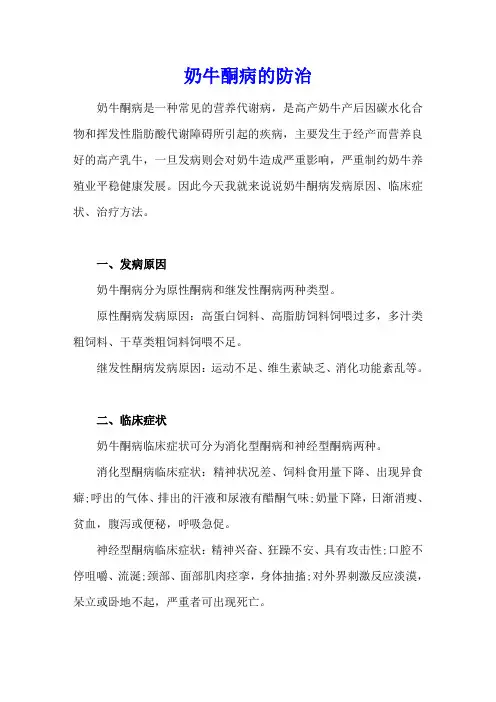 奶牛酮病的防治