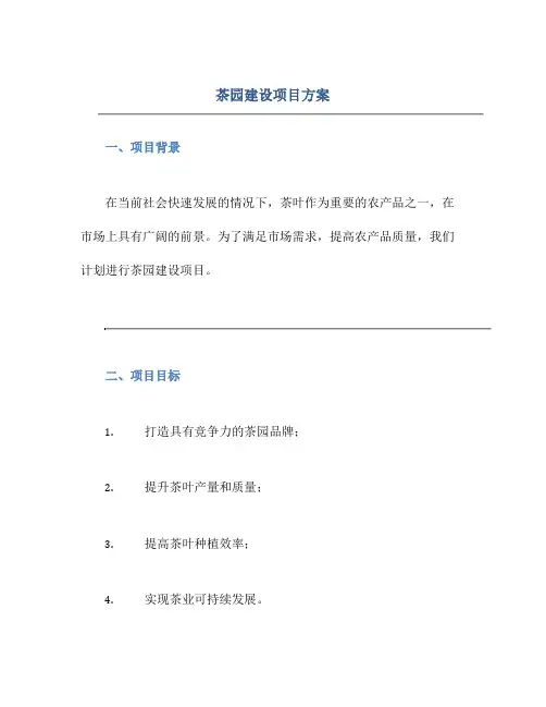茶园建设项目方案