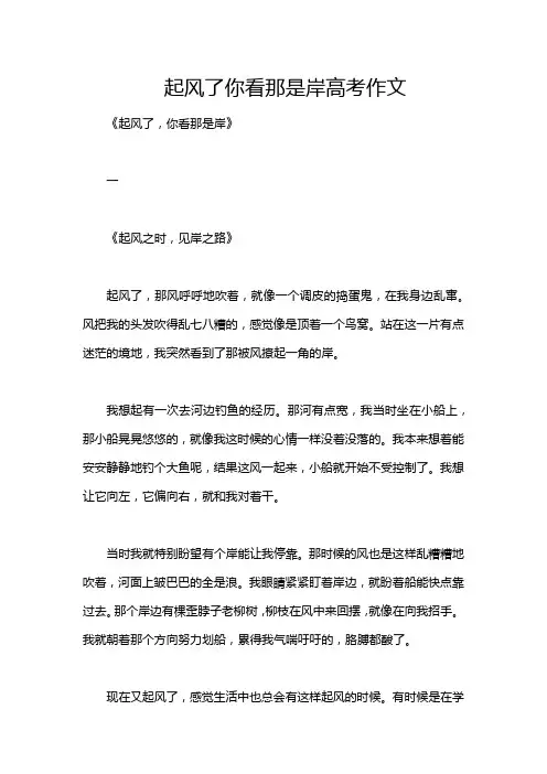 起风了你看那是岸高考作文