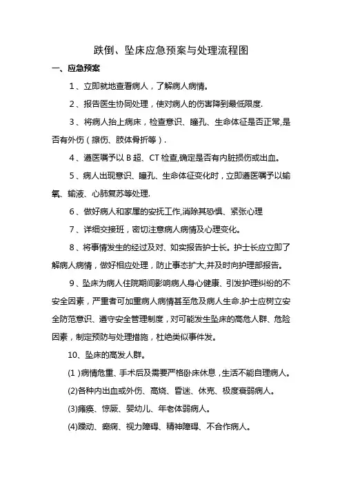 跌倒、坠床应急预案与处理流程图
