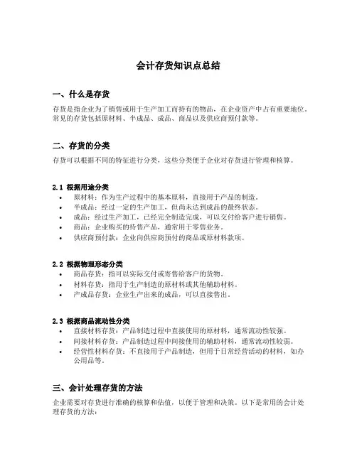 会计存货知识点总结