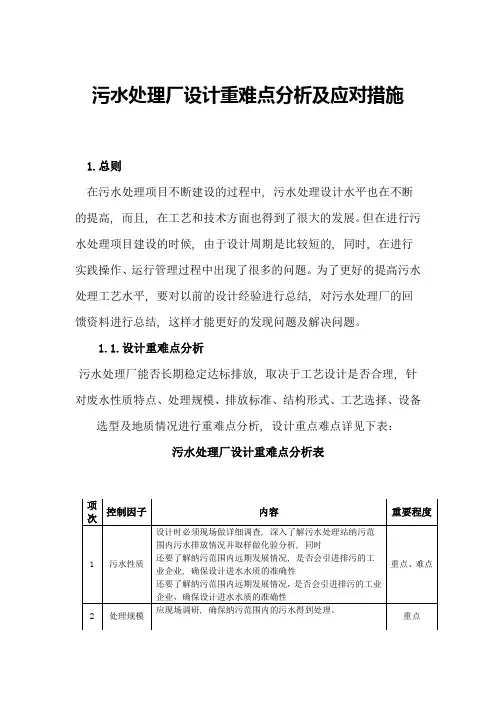 污水处理厂设计重难点分析及应对措施