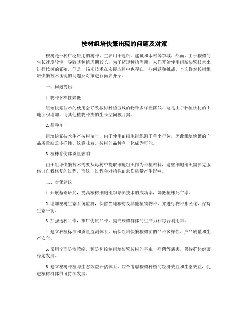 桉树组培快繁出现的问题及对策
