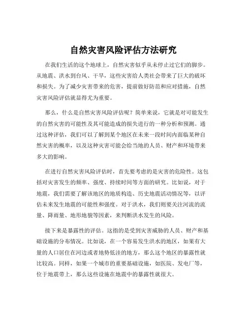 自然灾害风险评估方法研究