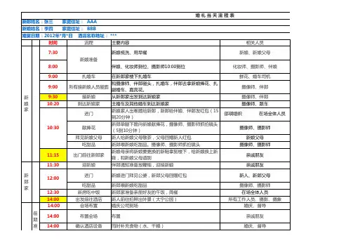 婚礼流程(Excel,仅供参考)