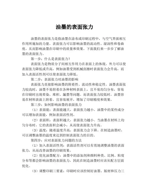 油墨的表面张力