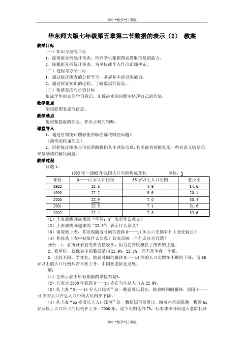 华师大版-数学-八年级上册-七年级5.2数据的表示(2) 教案