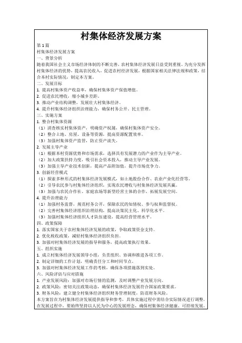 村集体经济发展方案