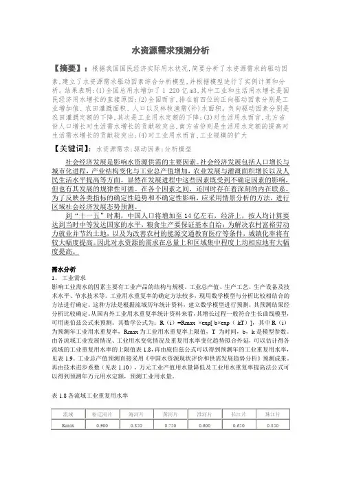 @水资源需求预测分析