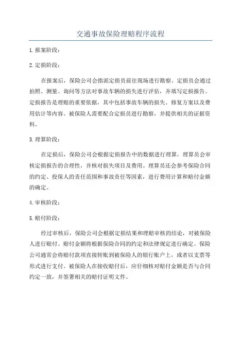 交通事故保险理赔程序流程