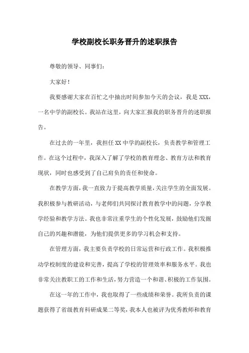 学校副校长职务晋升的述职报告