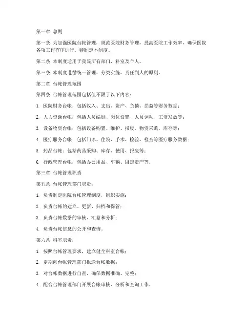 医院台帐管理制度