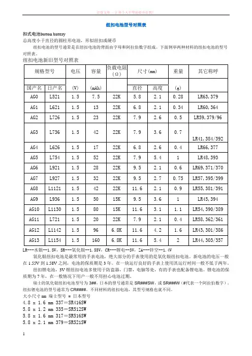 纽扣电池型号对照表 (1)