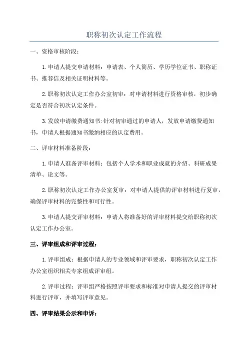 职称初次认定工作流程
