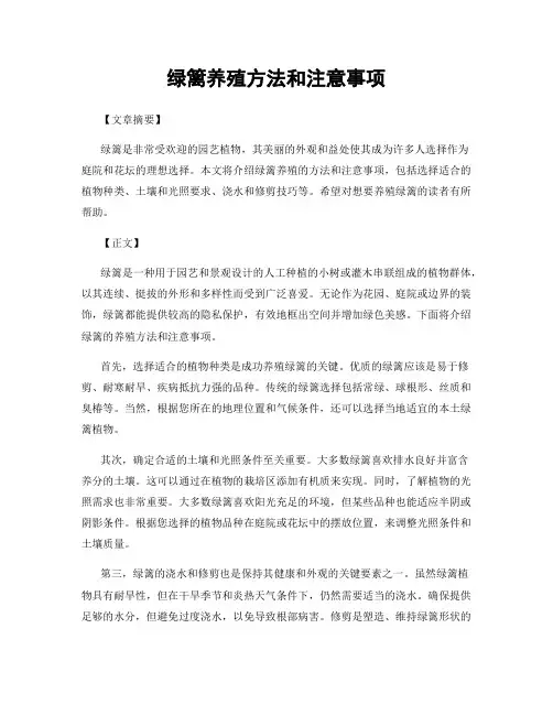 绿篱养殖方法和注意事项