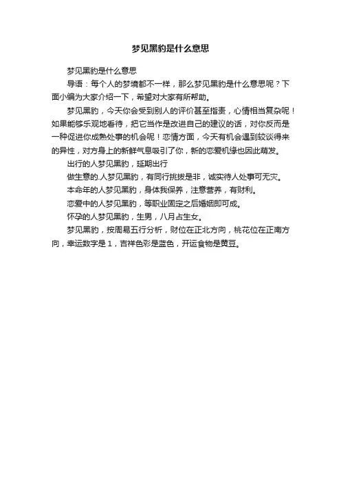 梦见黑豹是什么意思