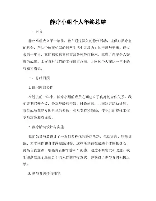 静疗小组个人年终总结