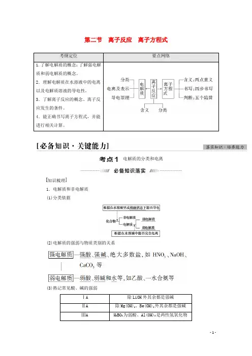 高考化学一轮复习第2章化学物质及其变化第2节离子反应离子方程式教案新人教版
