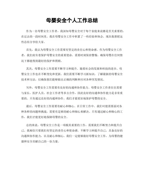 母婴安全个人工作总结