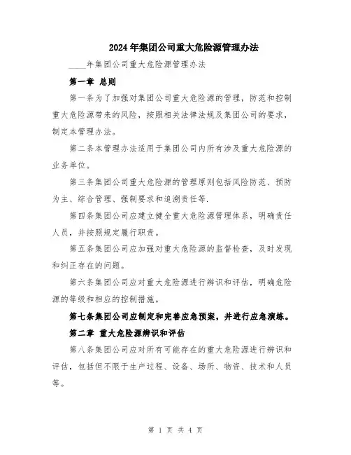2024年集团公司重大危险源管理办法