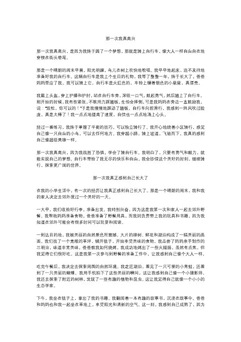 那一次我真____优秀作文5篇