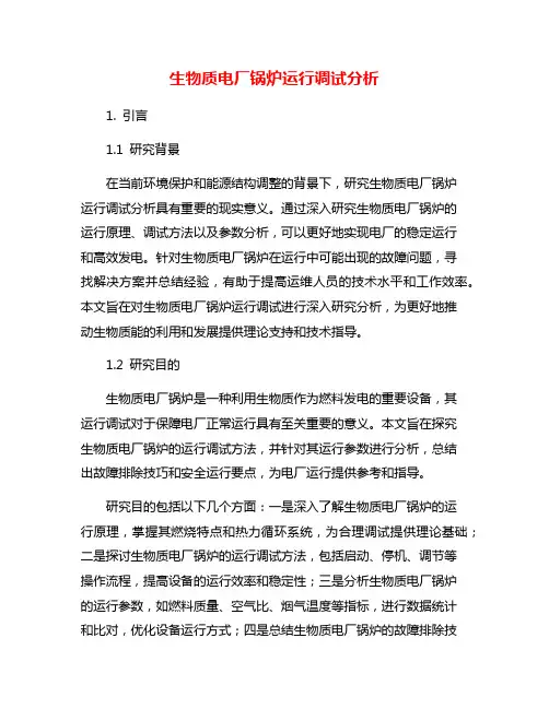 生物质电厂锅炉运行调试分析