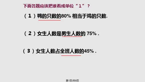 百分数乘除法的应用题PPT课件