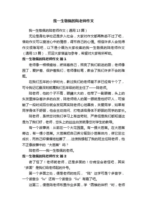 我一生敬佩的陆老师作文