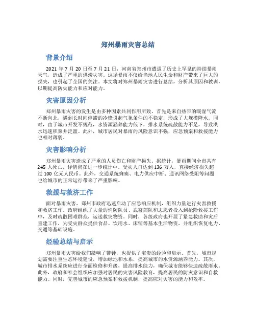 郑州暴雨灾害总结