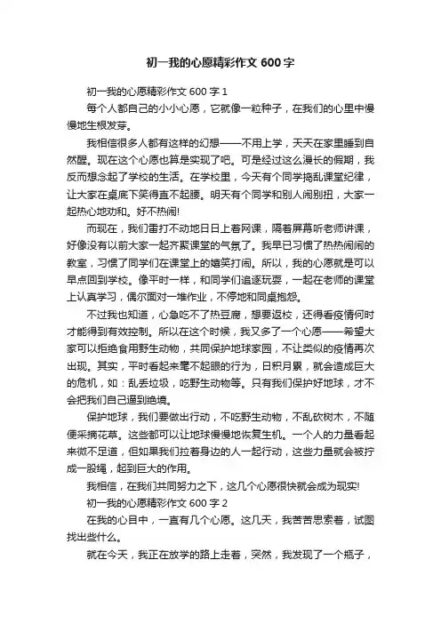 初一我的心愿精彩作文600字
