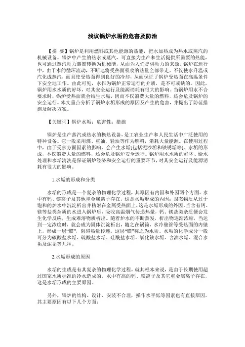 浅议锅炉水垢的危害及防治
