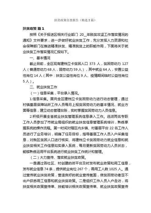 扶贫政策自查报告（精选3篇）