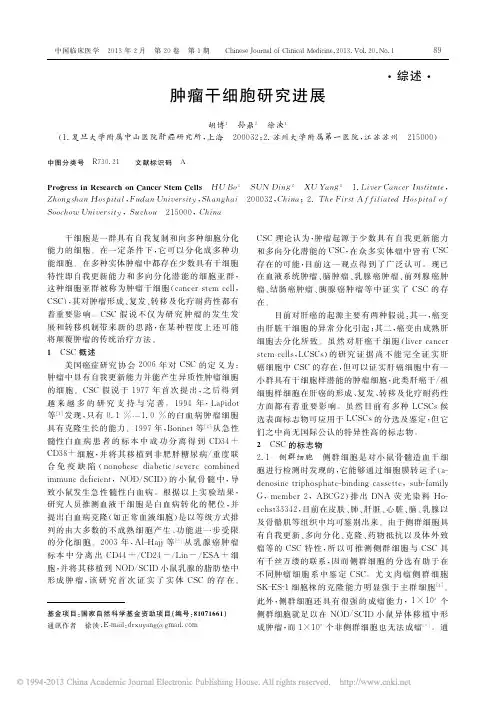 肿瘤干细胞研究进展_胡博