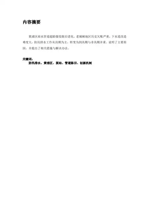浅析上海黄浦区防汛排水管理工作存在的问题与对策