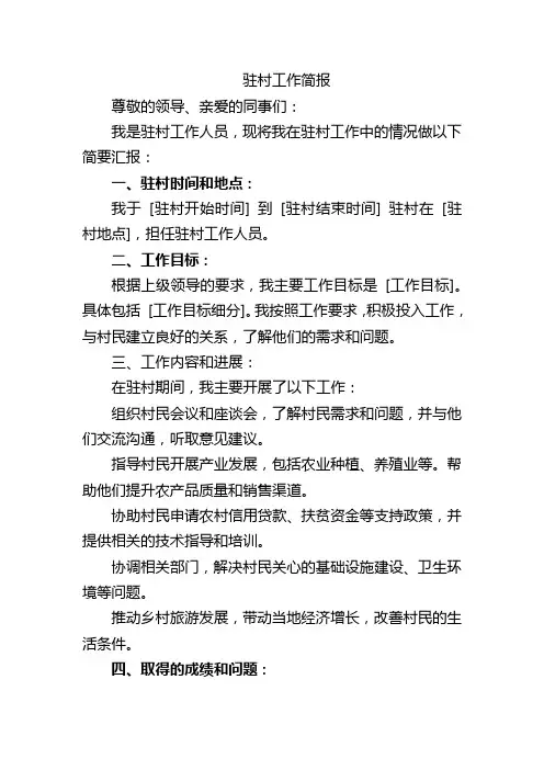 驻村工作简报