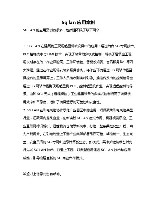 5g lan应用案例