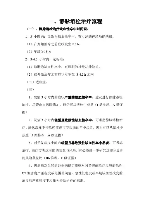 静脉溶栓的适应症及禁忌症