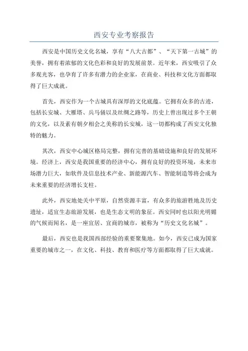 西安专业考察报告